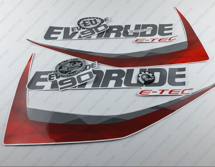 Evinrude 90HP E-tec 2014-2015 White Cowl Outboard Decal Kit
